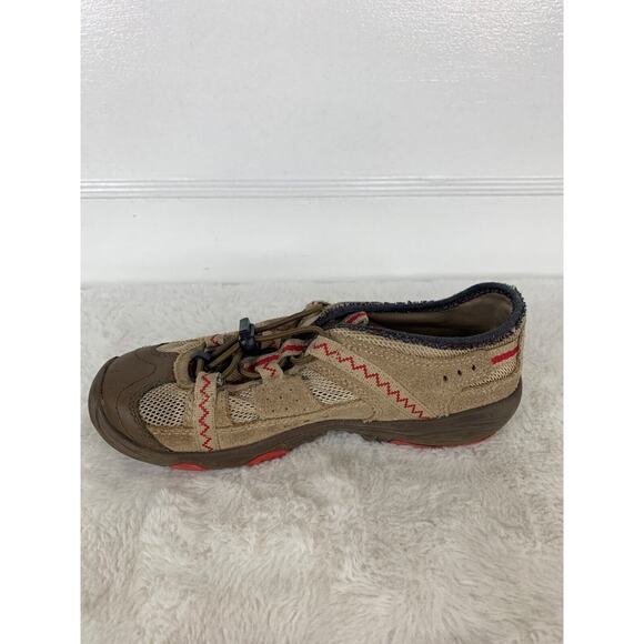 Lands End Boys Size 1 Outdoor Slip-On Shoes Beige & Red - Picture 6 of 9